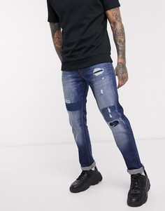 Узкие джинсы с рваной отделкой Armani Exchange J13-Синий