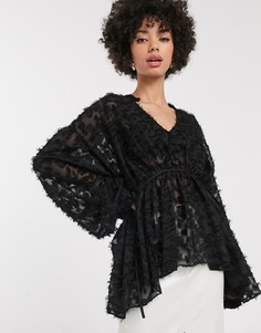 Черная фактурная блузка Simonett-Черный