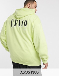 Oversize-худи зеленого цвета с принтом на спине ASOS DESIGN Plus-Зеленый