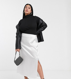 Атласная фактурная юбка мидакси Glamorous Curve-Белый