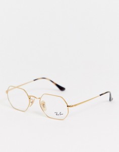 Очки шестиугольной формы с прозрачными стеклами Ray-Ban 0RX6456-Золотой