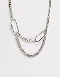 Серебристое ожерелье с массивными цепочками в несколько рядов Freedom at Topshop-Серебряный