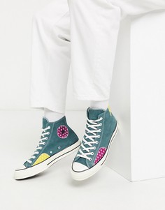 Зеленые кеды с отделкой в стиле пэтчворк Converse Chuck 70-Зеленый