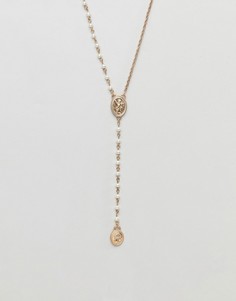Ожерелье с искусственным жемчугом и подвеской ASOS DESIGN-Золотой