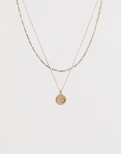 Двухъярусное ожерелье с подвеской-медальоном Chained & Able-Золотой
