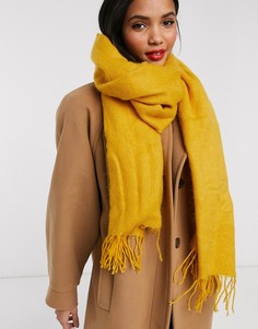 Длинный мягкий шарф горчичного цвета с кисточками ASOS DESIGN-Желтый