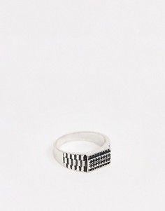 Серебристое кольцо с черными и прозрачными камнями ASOS DESIGN-Серебряный