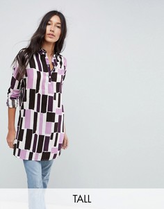 Платье-рубашка с длинными рукавами и принтом Noisy May Tall-Мульти