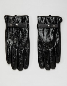 Черные кожаные перчатки с виниловым эффектом ASOS DESIGN-Черный