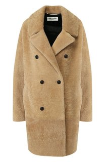 Двубортное меховое пальто из овчины Saint Laurent