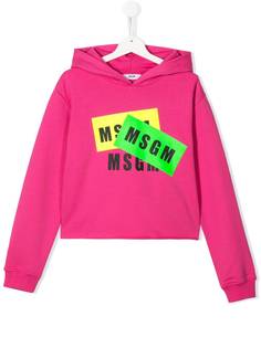 Msgm Kids укороченное худи с логотипом