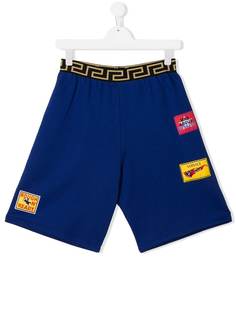 Young Versace multi-patch track shorts