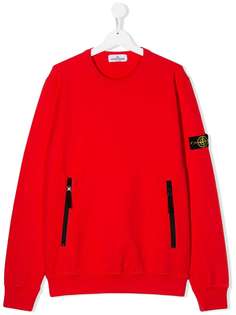 Stone Island Junior толстовка с нашивкой-логотипом и карманами на молнии