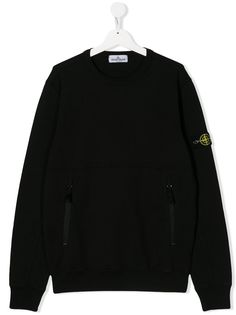 Stone Island Junior толстовка с нашивкой-логотипом и карманами на молнии