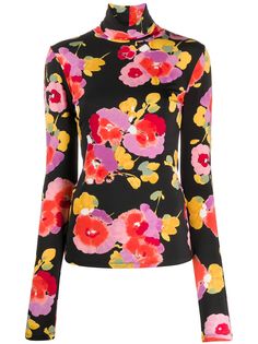 Essentiel Antwerp топ с высоким воротником и цветочным принтом