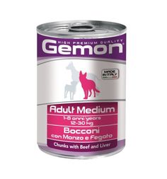Влажный корм Gemon Medium для взрослых собак средних пород, говядина/печень, 415г