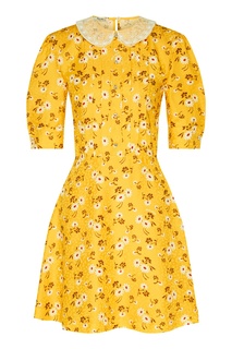 Желтое платье с кружевным воротником Miu Miu