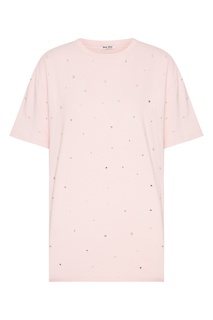 Розовая футболка со стразами Miu Miu