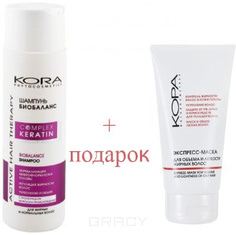 Domix, Набор для волос Биобаланс: шампунь + маска Complex Keratin, 250/150 мл КОРА