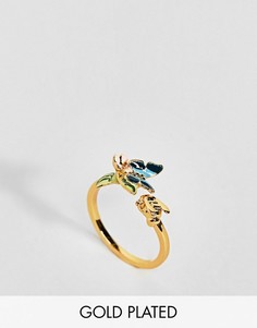 Позолоченное кольцо с эмалированной бабочкой Bill Skinner-Золотой