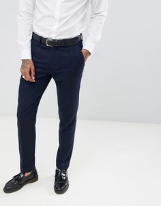 Темно-синие брюки слим с шевронным узором из смешанной шерсти Gianni Feraud-Темно-синий