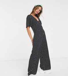 Черный комбинезон в горошек Miss Selfridge Petite