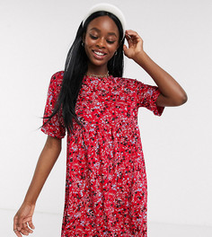 Свободное платье мини с цветочным принтом Wednesdays Girl-Красный