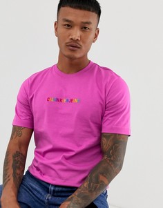 Розовая футболка с логотипом Calvin Klein Jeans Pride-Розовый