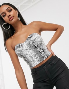 Кроп-топ со змеиным принтом Femme Luxe-Мульти