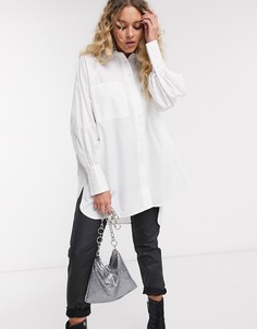 Белая поплиновая рубашка Topshop-Белый
