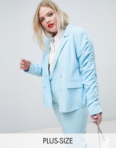 Блейзер со сборками на рукавах Unique 21 Hero-Синий