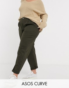 Чиносы ASOS DESIGN Curve-Зеленый
