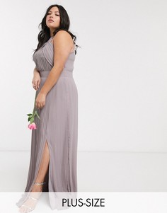 Эксклюзивное серое плиссированное платье макси TFNC Plus bridesmaid-Серый