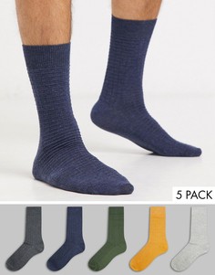 5 пар разноцветных носков в рубчик Topman-Мульти