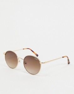 Золотистые солнцезащитные круглые очки Quay Australia-Золотистый