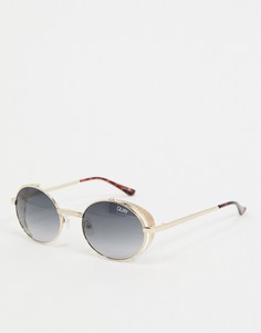 Золотистые круглые солнцезащитные очки Quay Australia-Золотой