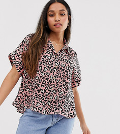 Розовая рубашка с короткими рукавами и леопардовым принтом River Island Petite-Розовый