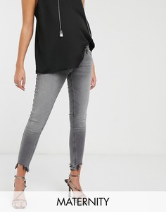 Серые джинсы скинни с необработанным краем Topshop Maternity-Серый