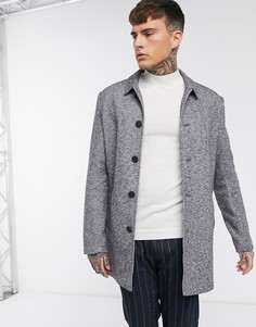 Темно-серое трикотажное строгое полупальто Only & Sons-Серый