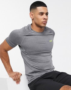 Серая меланжевая спортивная футболка обтягивающего кроя из быстросохнущей ткани ASOS 4505-Серый