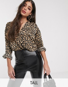 Атласная рубашка с леопардовым принтом Missguided Tall-Мульти