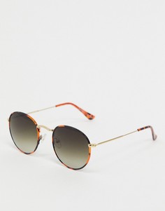 Круглые солнцезащитные очки в черепаховой оправе Monki Bonny-Коричневый цвет