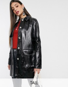 Черная куртка с эффектом крокодиловой кожи Topshop Tall-Черный