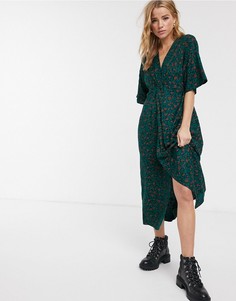 Зеленое платье макси с запахом Blend She-Мульти