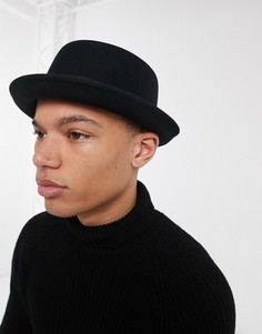 Черная фетровая шляпа с плоской тульей ASOS DESIGN-Черный