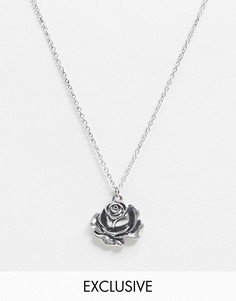 Ожерелье с подвеской в виде розы Reclaimed Vintage Inspired-Серебряный