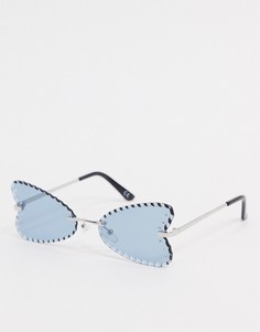 Серебристые солнцезащитные очки "бабочка" со стразами ASOS DESIGN-Серебряный