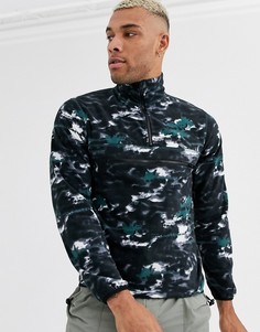 Зеленый флисовый топ с синими вставками и воротом на молнии Jack & Jones Originals-Темно-синий