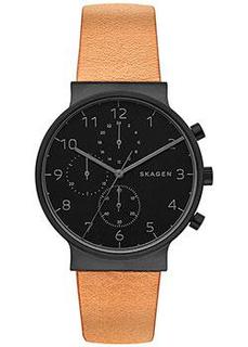 Швейцарские наручные мужские часы Skagen SKW6359. Коллекция Leather