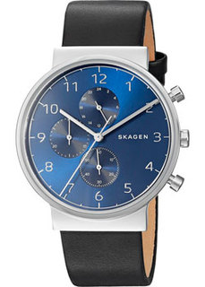 Швейцарские наручные мужские часы Skagen SKW6417. Коллекция Leather